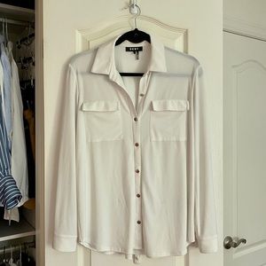 DKNY White Blouse with Metal Buttons Small